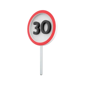 a road sign with the number 30 on it