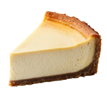 a piece of cheese pie on a white background