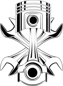 a black and white drawing of an engine