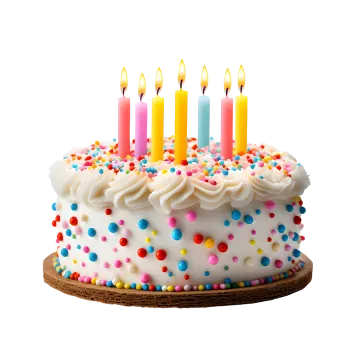 a birthday cake with candles on top