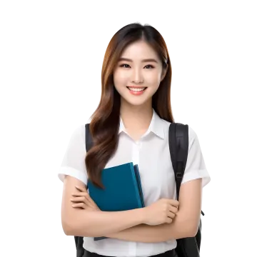 a woman in a white shirt and black skirt holding a book