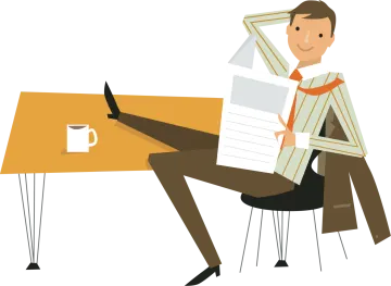 a man sitting at a desk with papers