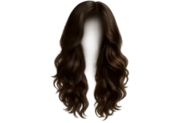 a brown wig with long wavy hair