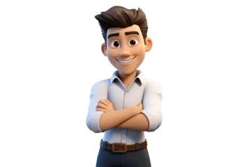 a cartoon character standing with his arms crossed