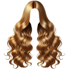 a pair of blonde hair on a white background