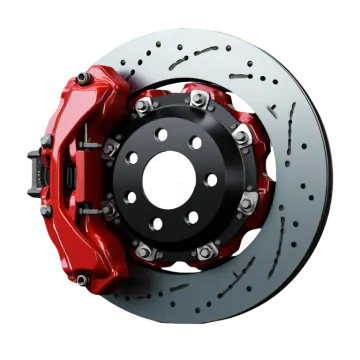 a red brake disc on a white background
