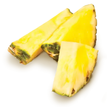 sliced pineapples on a white background