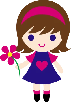 a little girl holding a flower