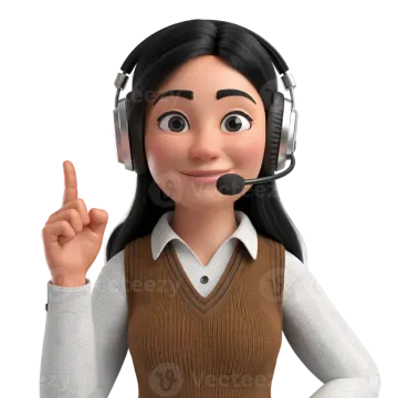 a woman wearing headphones and pointing at the camera