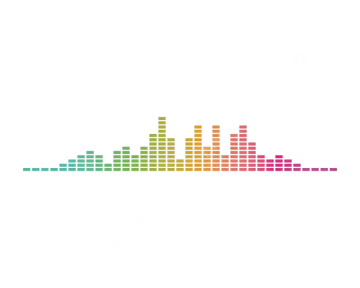 A rainbow colored equal icon