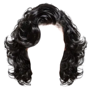 a woman with long black curly hair
