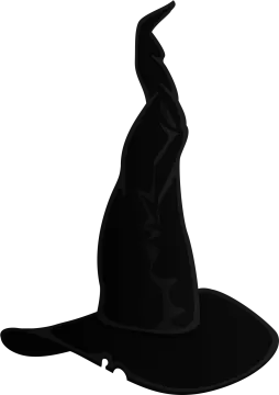 a black and white silhouette of a witch hat