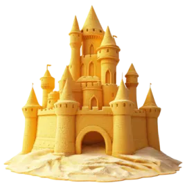 a sand castle on a white background