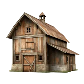 an old barn on a white background