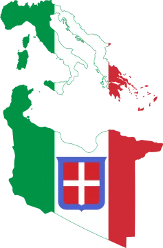 a map with the flag of italy