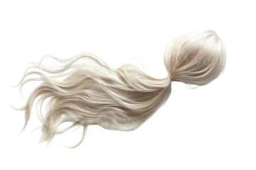a woman with long blonde hair flying through the air