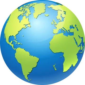 a blue and green globe on a white background
