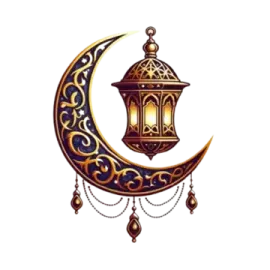 a crescent with a lantern hanging from it