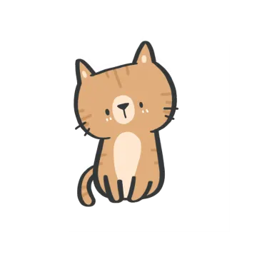 a brown cat sitting down with its eyes closed