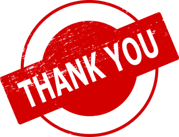 a red thank stamp with the words thank