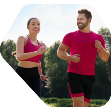 a man and woman running together