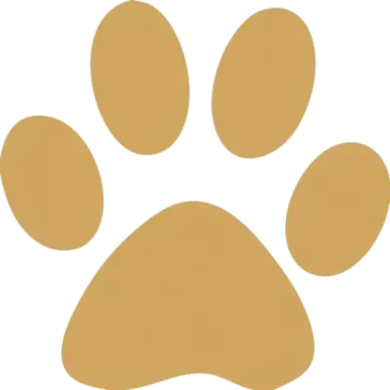 a brown paw print on a white background