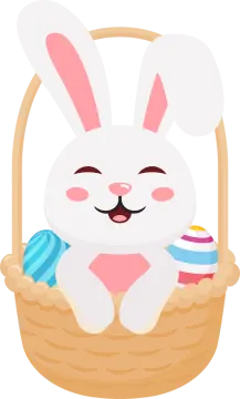an easter bunny with a basket full of eggs