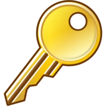 a golden key on a white background