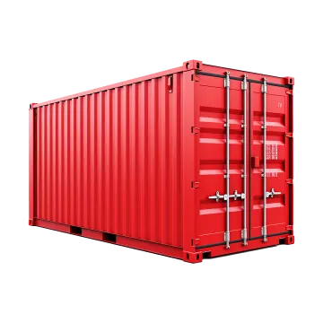 a red shipping container on a white background