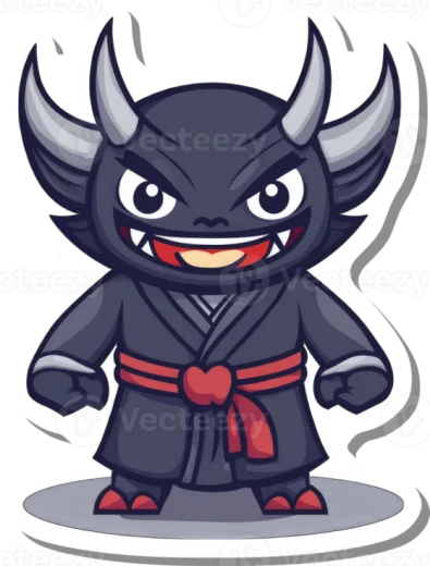 an illustration of a black and red devil character