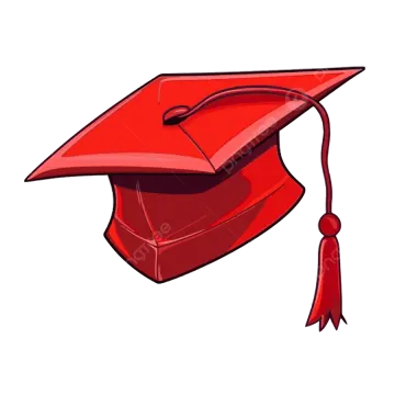 a red graduation cap with a ta