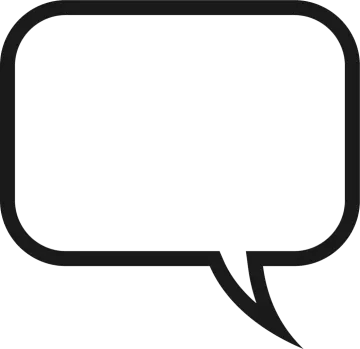 a black and white speech bubble
