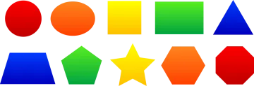 a set of four different colored shapes