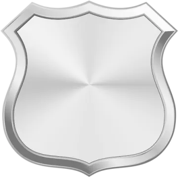 a silver shield on a white background