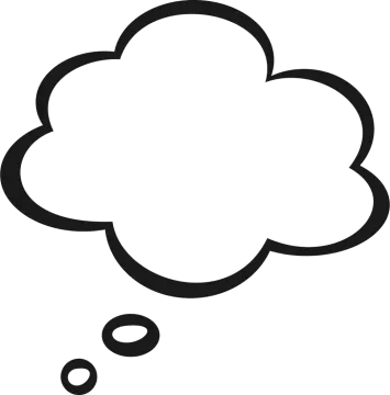 a black and white thought bubble