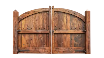 a close up view of a wooden gate