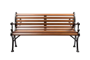 a wooden bench on a white background