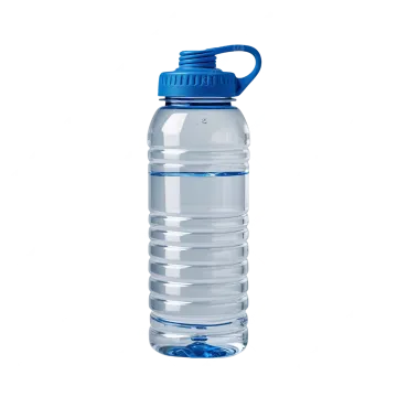a large plastic water bottle with a blue lid