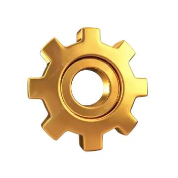 a golden gear wheel on a white background