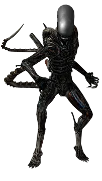 an alien with a knife in his hand