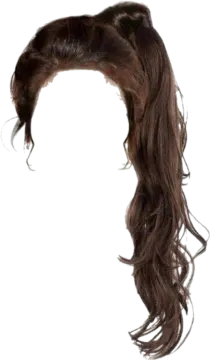 a woman with long brown hair in a ponytail