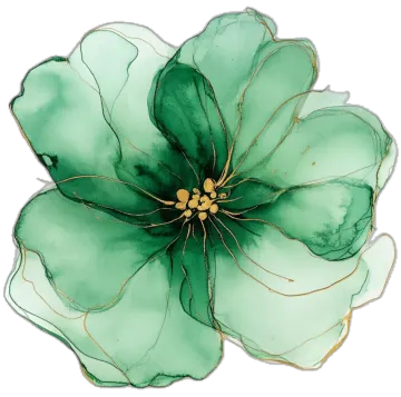 a green flower on a white background