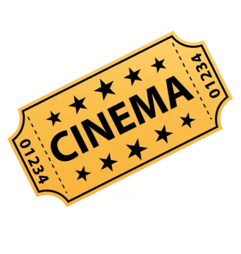 a yellow cinema ticket with stars