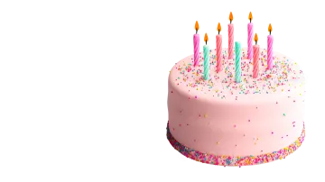 a pink birthday cake with candles on top