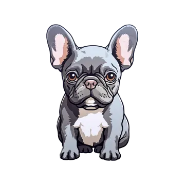 a cartoon french bulldog dog with big ears
