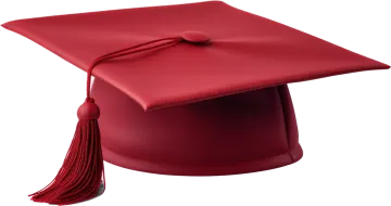 a red graduation cap with a ta