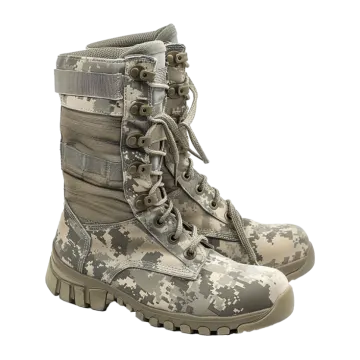a pair of military boots on white background