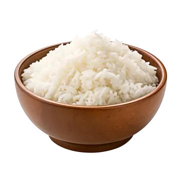 white rice in a wooden bowl