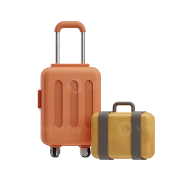 two suitcases with wheels on white background