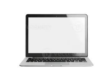 a laptop with a blank screen on a white background